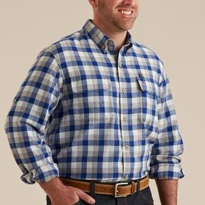 Duluth Trading Co Blue and White Plaid Men's Shirt